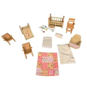 Epoch Calico Critters Sylvanian Families Nursery Pieces Crib, Slide, Chairs
